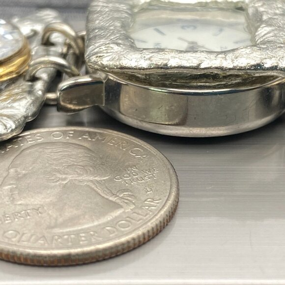 Rare Vintage J Jansen Watch Women Silver / Gold Tone Art Handmade 7.75 - 6.25" - Picture 15 of 16